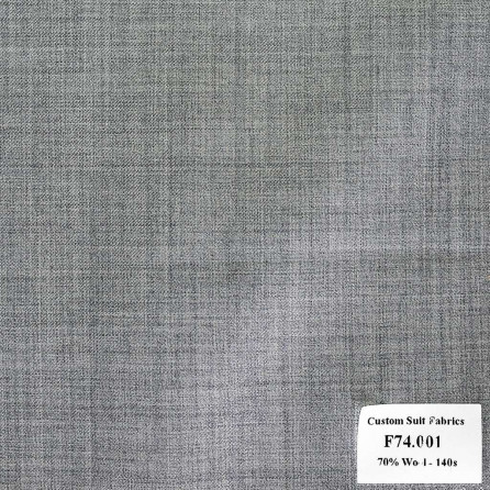 F74.001 Kevinlli V6 - Vải Suit 70% Wool - Xám Trơn
